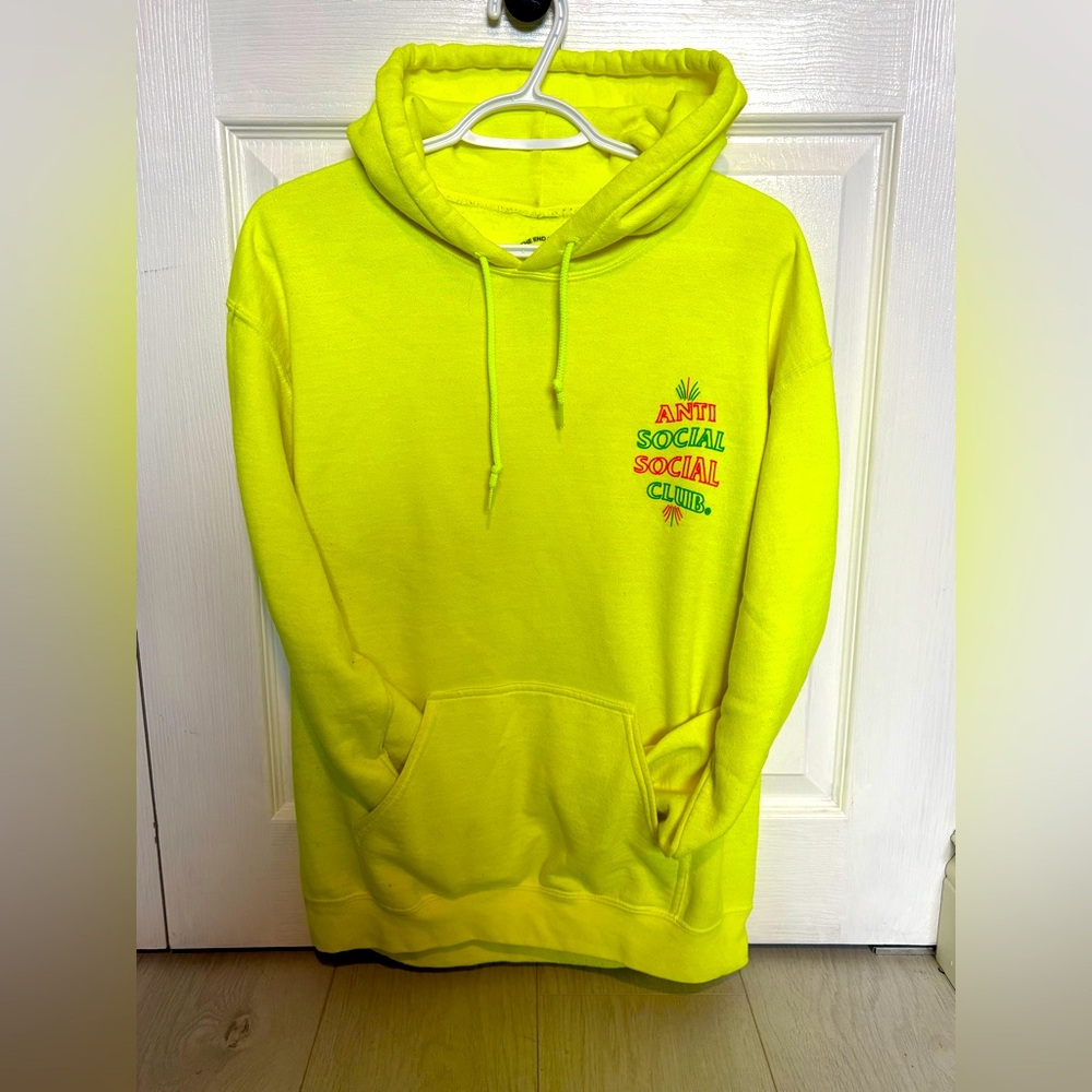 Anti Social Social Club Neon Yellow Hoodie - Men's Pullover Sweatshirt